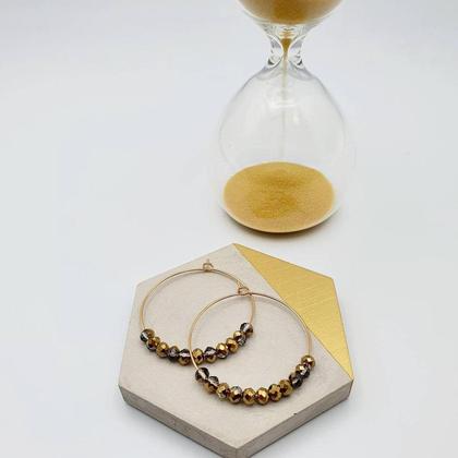 handgemachte große Creolen mit zweifärbigen Kristallschliff Perlen - Image 2