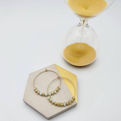 handgemachte große Creolen mit zweifärbigen Kristallschliff Perlen - Image 3