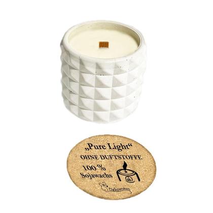 Kerze aus Sojawachs mit Holzdocht „Pure Light“