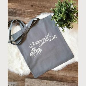 Stofftasche/grau/Schwammerl Sammler