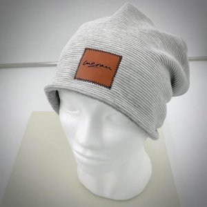 Beanie hellgrau rib KU 60/61 mit Fleece Winter warm Haube Mütze Herren