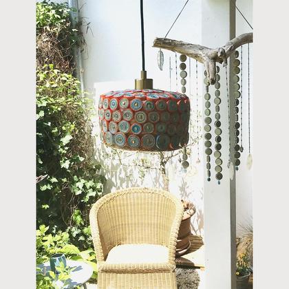 Bunte Lampe Korb/Papier groß