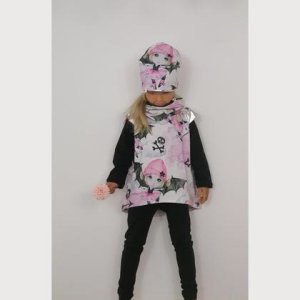 Mädchenset Batgirl bestehend  aus  Hose, Tunika, Haube und Loop