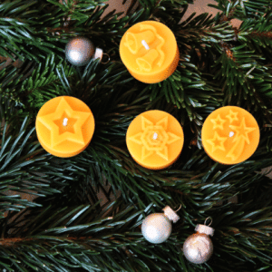 4 Teelichter Weihnachten aus Bienenwachs