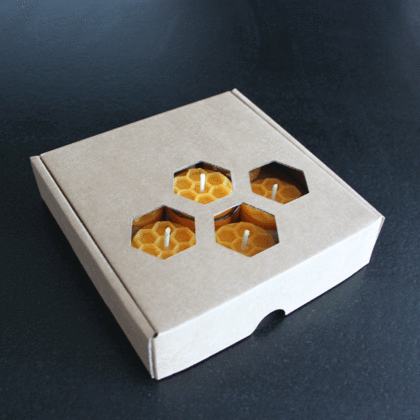 Teelichter Wabe aus Bienenwachs Geschenkbox