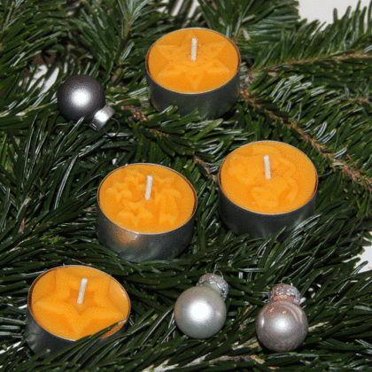 4 Teelichter Weihnachten aus Bienenwachs - Image 2