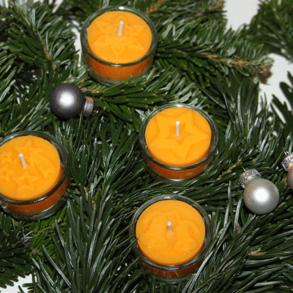 4 Teelichter Weihnachten aus Bienenwachs - Image 3