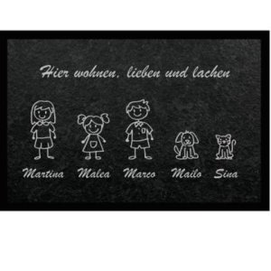 Wohnen, lieben, lachen Fussmatte in Schieferoptik 40x60cm