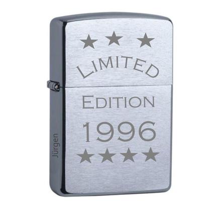 Zippo chrome gebürstet graviert mit Limited Edition und Name Lasergravur