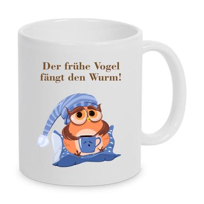 Der frühe Vogel fängt den Wurm! Tasse + Mugrug Untersetzer - Image 3