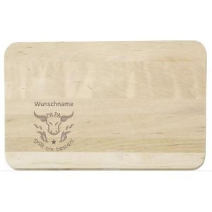 Papa grillt am besten mit Wunschname – Holz-Schneidebrett Birke graviert