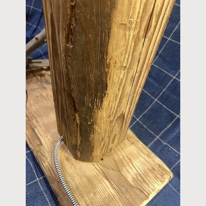 Altholz Holz Lampe Leuchte Tischlampe mit alten Anker Industrial - Image 2