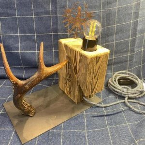 Altholz Lampe Schreibtischlampe Holzbalken Rustikal Landhaus UNIKAT Shabby TIROL