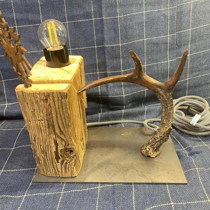 Altholz Lampe Schreibtischlampe Holzbalken Rustikal Landhaus UNIKAT Shabby TIROL - Image 2