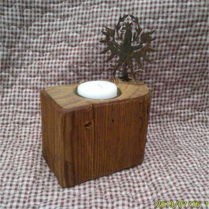 Teelichthalter Kerzenhalter Altholz TIROL Edelrost Adler