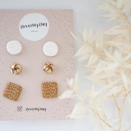 Dreier Mix Cognac Ohrstecker