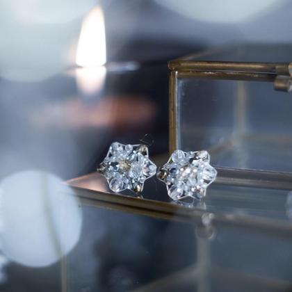 Hochwertige Glasperlen Ohrringe Schneekristall