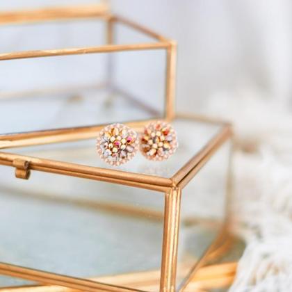 Hochwertige Glasperlen Ohrringe Modell Elise in schimmerndem Rosé