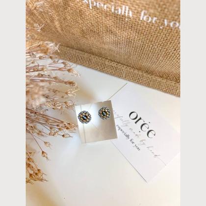 Perlenohrringe Modell Ines in mattem Blau und Gold - Image 2