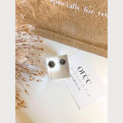 Perlenohrringe Modell Ines in mattem Blau und Kupfer - Image 3