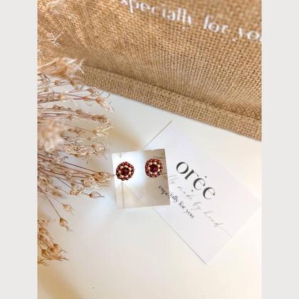 Perlenohrringe Modell Ines in Rot und Gold - Image 3