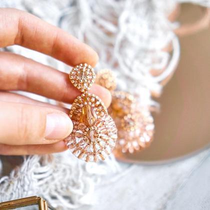 Perlenohrringe Modell Maria in Rosé - Image 2