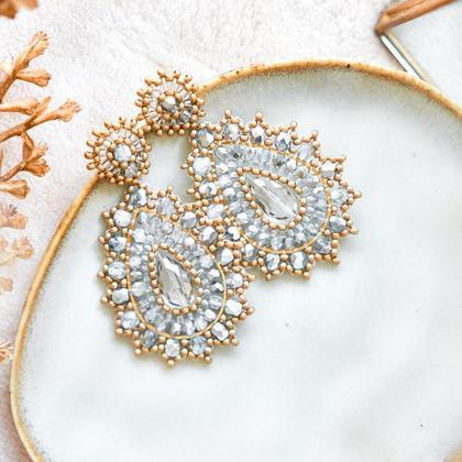 Perlenohrringe Modell Isabella in Silber und Gold