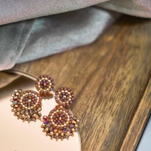 Hochwertige Glasperlen Ohrringe Modell Valerie in Violett