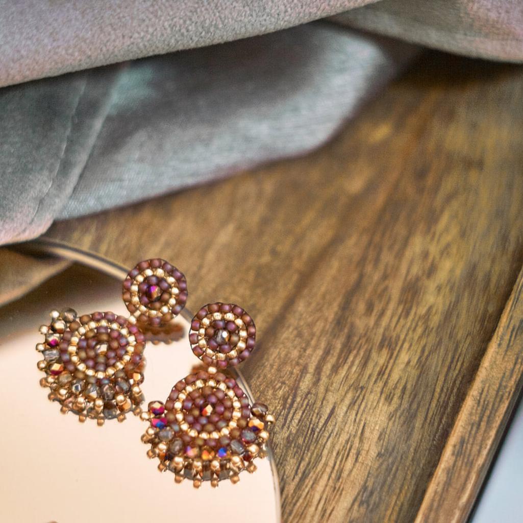 Hochwertige Glasperlen Ohrringe Modell Valerie in Violett