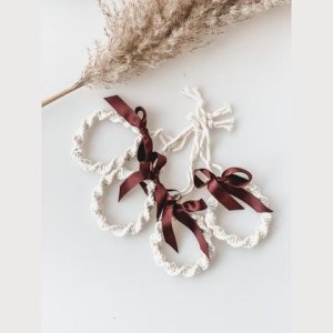 Makramee Weihnachtsdeko – Natural Gold – 4er Set