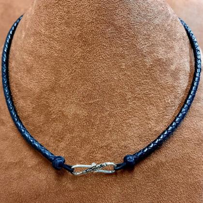 Damen Halsschmuck in Känguruleder/925 Sterling Silber schmale Ausführung