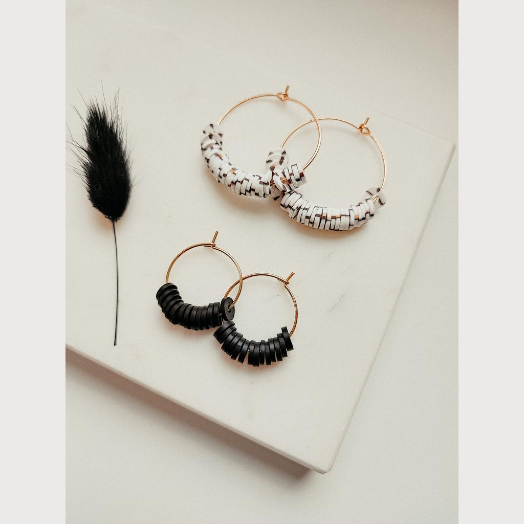 Gold Creolen Polymer Clay Ohrringe Flachperlen, 1 Paar - Image 3