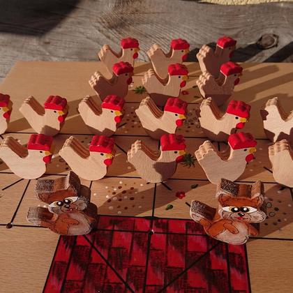 Brettspiel * Fuchs und Henne * eckig * natur