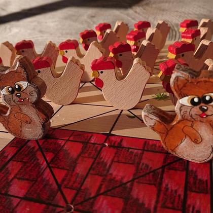 Brettspiel * Fuchs und Henne * rund * natur