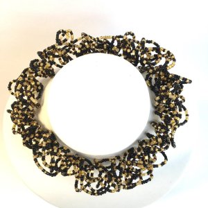 Knautschkette schwarz gold