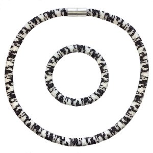 Miniperlen Schmuckset transparent und schwarz