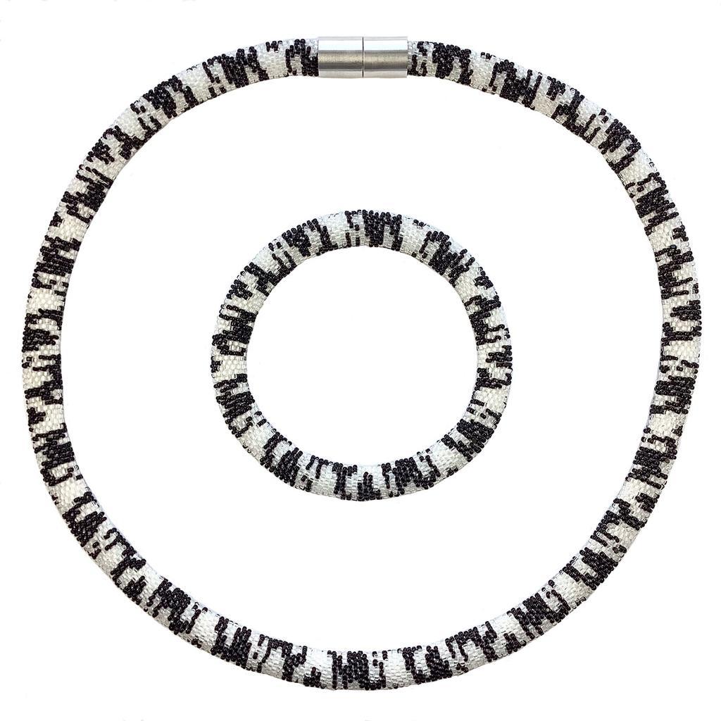 Miniperlen Schmuckset transparent und schwarz