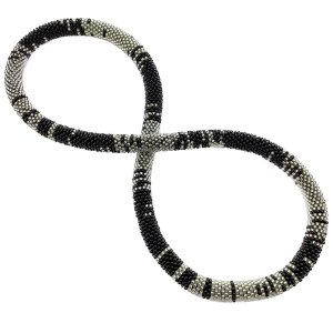 endlose Halskette schwarz silber