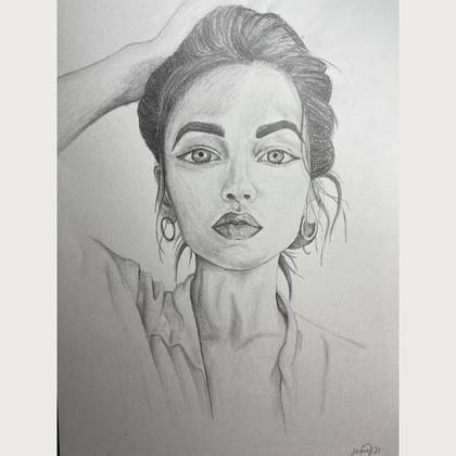 Zeichnung Bleistiftfrau