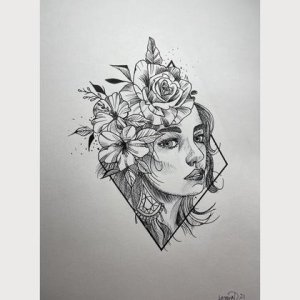 Zeichnung Tuschefrau