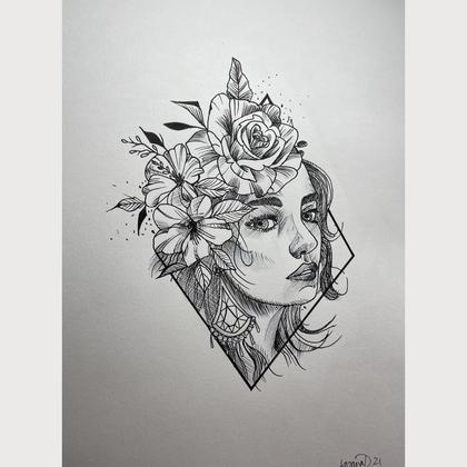 Zeichnung Tuschefrau