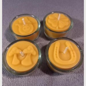 Bienenwachskerze, Teelichter-Set Glücksbringer