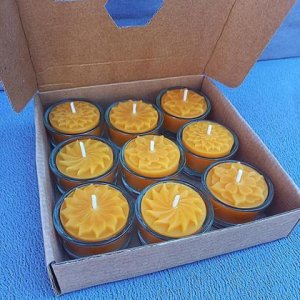 Geschenkset, Bienenwachs Teelichter-Set Blumen 9Stk.