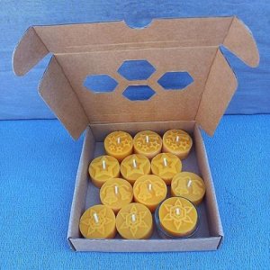 Geschenkset, Bienenwachs Teelichter-Set Weihnachten 12 Stk.
