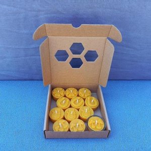 Geschenkset, Bienenwachs Teelichter-Set Glücksbringer 12Stk.