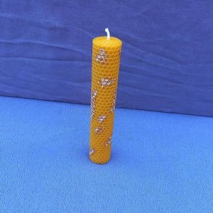 Gerollte Bienenwachskerze Gold, Bienenwachskerze