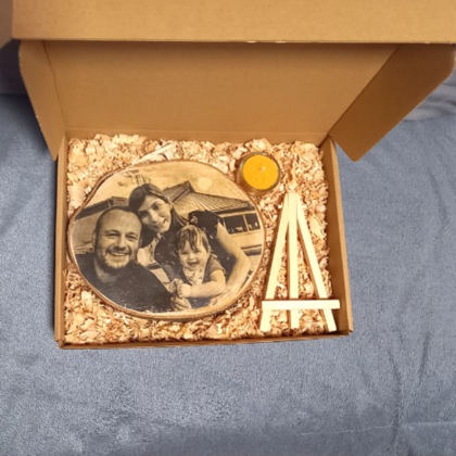 Geschenkebox Personalisierte  Baumscheibe Kirsche