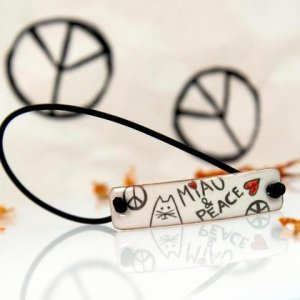 Katzen Armband aus Emaille, Armband handgemacht, Miau&Peace