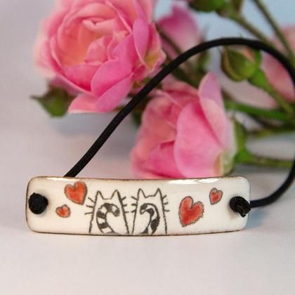 Katzen Armband aus Emaille