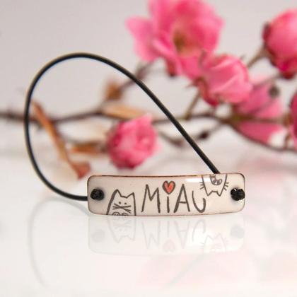 Katzen Armband aus Emaille